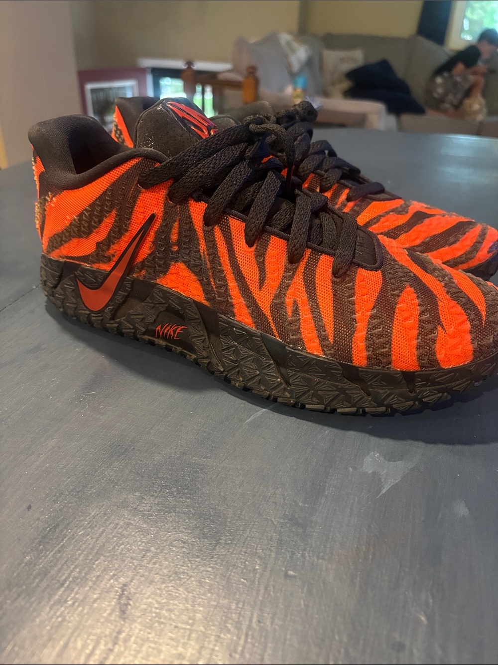 Nike JA 3 Orange & Black Tiger-Stripe Sneakers - Picture 3 of 8